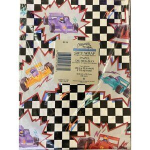 Vintage Celebrations by Gibson Gift Wrap NEW Race Cars Little Boys All Occasion